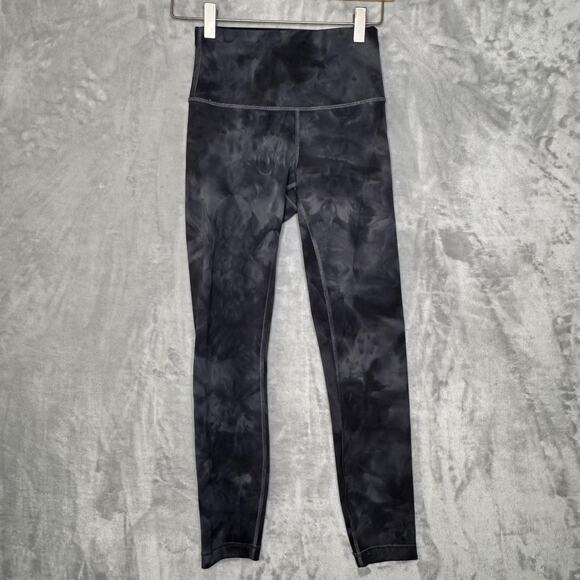 Lululemon Align Pants Womens 4 Black Gray High Rise Tie Dye Leggings Athleisure - Picture 1 of 6
